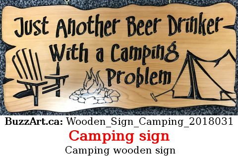 Camping wooden sign